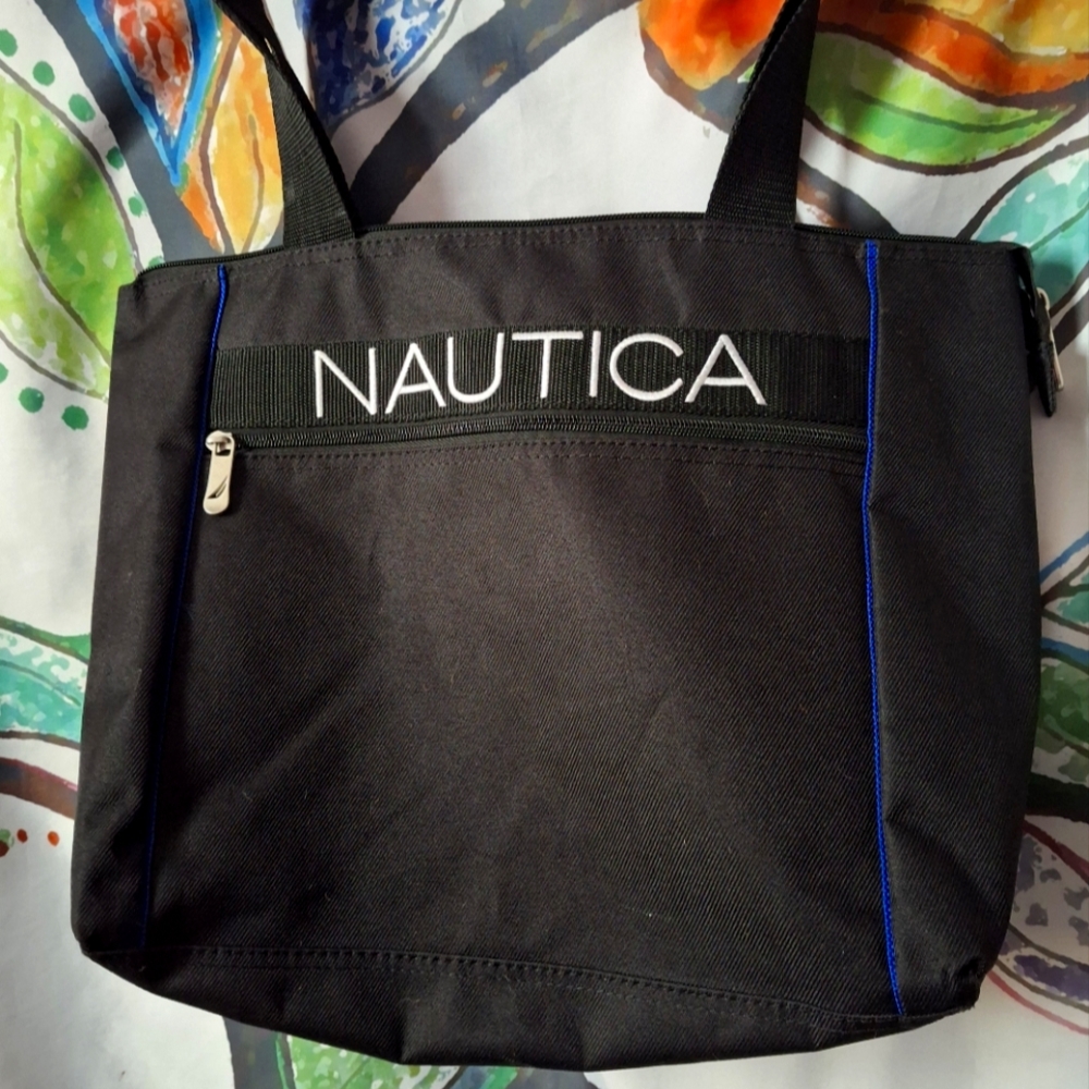 Nautica Black and Blue Duffel Bag